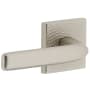 Viaggio Quadrato Hammered Left Handed Solid Brass Passage Door Lever Set with Bella Lever and Quadrato Hammered Backplate - 2-3/8" Backset Satin Nickel