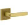 Viaggio Motivo Right Handed Solid Brass Passage Door Lever Set with Bella Lever and Quadrato Linen Backplate - 2-3/8" Backset Satin Brass