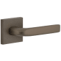 Viaggio Motivo Right Handed Solid Brass Passage Door Lever Set with Bella Lever and Quadrato Linen Backplate - 2-3/8" Backset Titanium Gray