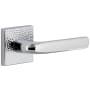 Viaggio Quadrato Hammered Right Handed Solid Brass Passage Door Lever Set with Bella Lever and Quadrato Hammered Backplate - 2-3/8" Backset Bright Chrome