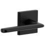 Viaggio Quadrato Hammered Left Handed Solid Brass Passage Door Lever Set with Brezza Lever and Quadrato Hammered Backplate - 2-3/8" Backset Satin Black