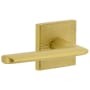 Viaggio Quadrato Hammered Left Handed Solid Brass Passage Door Lever Set with Brezza Lever and Quadrato Hammered Backplate - 2-3/8" Backset Satin Brass