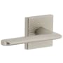 Viaggio Quadrato Hammered Left Handed Solid Brass Passage Door Lever Set with Brezza Lever and Quadrato Hammered Backplate - 2-3/8" Backset Satin Nickel