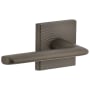 Viaggio Quadrato Hammered Left Handed Solid Brass Passage Door Lever Set with Brezza Lever and Quadrato Hammered Backplate - 2-3/8" Backset Titanium Gray