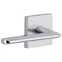 Viaggio Motivo Left Handed Solid Brass Passage Door Lever Set with Brezza Lever and Quadrato Leather Backplate - 2-3/8" Backset Bright Chrome