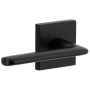 Viaggio Motivo Left Handed Solid Brass Passage Door Lever Set with Brezza Lever and Quadrato Leather Backplate - 2-3/8" Backset Satin Black