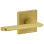 Viaggio Motivo Left Handed Solid Brass Passage Door Lever Set with Brezza Lever and Quadrato Leather Backplate - 2-3/8" Backset Satin Brass