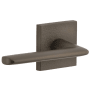 Viaggio Motivo Left Handed Solid Brass Passage Door Lever Set with Brezza Lever and Quadrato Leather Backplate - 2-3/8" Backset Titanium Gray