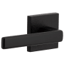 Viaggio Motivo Left Handed Solid Brass Passage Door Lever Set with Lusso Lever and Quadrato Linen Backplate - 2-3/8" Backset Satin Black