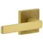 Viaggio Motivo Left Handed Solid Brass Passage Door Lever Set with Lusso Lever and Quadrato Linen Backplate - 2-3/8" Backset Satin Brass