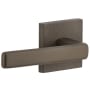 Viaggio Motivo Left Handed Solid Brass Passage Door Lever Set with Lusso Lever and Quadrato Linen Backplate - 2-3/8" Backset Titanium Gray