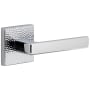 Viaggio Quadrato Hammered Right Handed Solid Brass Passage Door Lever Set with Lusso Lever and Quadrato Hammered Backplate - 2-3/8" Backset Bright Chrome