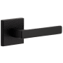 Viaggio Quadrato Hammered Right Handed Solid Brass Passage Door Lever Set with Lusso Lever and Quadrato Hammered Backplate - 2-3/8" Backset Satin Black