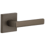Viaggio Quadrato Hammered Right Handed Solid Brass Passage Door Lever Set with Lusso Lever and Quadrato Hammered Backplate - 2-3/8" Backset Titanium Gray