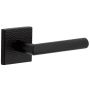Viaggio Quadrato Hammered Right Handed Solid Brass Passage Door Lever Set with Moderno Lever and Quadrato Hammered Backplate - 2-3/8" Backset Satin Black