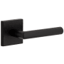 Viaggio Motivo Right Handed Solid Brass Passage Door Lever Set with Moderno Lever and Quadrato Leather Backplate - 2-3/8" Backset Satin Black