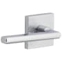 Viaggio Motivo Left Handed Solid Brass Passage Door Lever Set with Milano Lever and Quadrato Linen Backplate - 2-3/8" Backset Bright Chrome