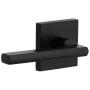 Viaggio Motivo Left Handed Solid Brass Passage Door Lever Set with Milano Lever and Quadrato Linen Backplate - 2-3/8" Backset Satin Black