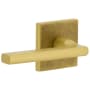 Viaggio Motivo Left Handed Solid Brass Passage Door Lever Set with Milano Lever and Quadrato Linen Backplate - 2-3/8" Backset Satin Brass