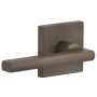 Viaggio Motivo Left Handed Solid Brass Passage Door Lever Set with Milano Lever and Quadrato Linen Backplate - 2-3/8" Backset Titanium Gray