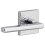 Viaggio Quadrato Hammered Left Handed Solid Brass Passage Door Lever Set with Milano Lever and Quadrato Hammered Backplate - 2-3/8" Backset Bright Chrome