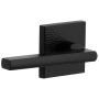 Viaggio Quadrato Hammered Left Handed Solid Brass Passage Door Lever Set with Milano Lever and Quadrato Hammered Backplate - 2-3/8" Backset Satin Black
