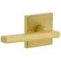Viaggio Quadrato Hammered Left Handed Solid Brass Passage Door Lever Set with Milano Lever and Quadrato Hammered Backplate - 2-3/8" Backset Satin Brass