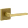 Viaggio Motivo Right Handed Solid Brass Passage Door Lever Set with Milano Lever and Quadrato Linen Backplate - 2-3/8" Backset Satin Brass