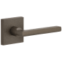 Viaggio Motivo Right Handed Solid Brass Passage Door Lever Set with Milano Lever and Quadrato Linen Backplate - 2-3/8" Backset Titanium Gray