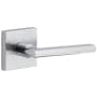 Viaggio Motivo Right Handed Solid Brass Passage Door Lever Set with Milano Lever and Quadrato Leather Backplate - 2-3/8" Backset Bright Chrome