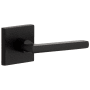 Viaggio Motivo Right Handed Solid Brass Passage Door Lever Set with Milano Lever and Quadrato Leather Backplate - 2-3/8" Backset Satin Black