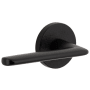Viaggio Motivo Left Handed Solid Brass Passage Door Lever Set with Brezza Lever and Circolo Linen Rosette - 2-3/4" Backset Satin Black