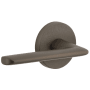 Viaggio Motivo Left Handed Solid Brass Passage Door Lever Set with Brezza Lever and Circolo Linen Rosette - 2-3/4" Backset Titanium Gray