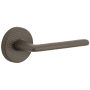 Viaggio Circolo Hammered Right Handed Solid Brass Passage Door Lever Set with Brezza Lever and Circolo Hammered Rosette - 2-3/4" Backset Titanium Gray