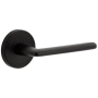 Viaggio Motivo Right Handed Solid Brass Passage Door Lever Set with Brezza Lever and Circolo Leather Rosette - 2-3/4" Backset Satin Black