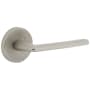 Viaggio Motivo Right Handed Solid Brass Passage Door Lever Set with Brezza Lever and Circolo Leather Rosette - 2-3/4" Backset Satin Nickel