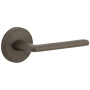 Viaggio Motivo Right Handed Solid Brass Passage Door Lever Set with Brezza Lever and Circolo Leather Rosette - 2-3/4" Backset Titanium Gray