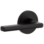 Viaggio Circolo Hammered Left Handed Solid Brass Passage Door Lever Set with Milano Lever and Circolo Hammered Rosette - 2-3/4" Backset Satin Black
