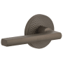 Viaggio Circolo Hammered Left Handed Solid Brass Passage Door Lever Set with Milano Lever and Circolo Hammered Rosette - 2-3/4" Backset Titanium Gray
