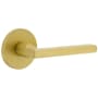 Viaggio Circolo Right Handed Solid Brass Passage Door Lever Set with Milano Lever and Circolo Rosette - 2-3/4" Backset Satin Brass