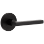 Viaggio Motivo Right Handed Solid Brass Passage Door Lever Set with Milano Lever and Circolo Linen Rosette - 2-3/4" Backset Satin Black