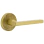 Viaggio Motivo Right Handed Solid Brass Passage Door Lever Set with Milano Lever and Circolo Linen Rosette - 2-3/4" Backset Satin Brass