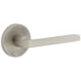Viaggio Motivo Right Handed Solid Brass Passage Door Lever Set with Milano Lever and Circolo Linen Rosette - 2-3/4" Backset Satin Nickel