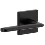 Viaggio Quadrato Left Handed Solid Brass Passage Door Lever Set with Brezza Lever and Quadrato Linen Backplate - 2-3/4" Backset Satin Black
