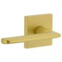 Viaggio Quadrato Left Handed Solid Brass Passage Door Lever Set with Brezza Lever and Quadrato Linen Backplate - 2-3/4" Backset Satin Brass