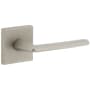 Viaggio Quadrato Right Handed Solid Brass Passage Door Lever Set with Brezza Lever and Quadrato Linen Backplate - 2-3/4" Backset Satin Nickel