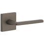 Viaggio Quadrato Right Handed Solid Brass Passage Door Lever Set with Brezza Lever and Quadrato Linen Backplate - 2-3/4" Backset Titanium Gray