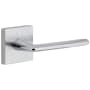 Viaggio Motivo Right Handed Solid Brass Passage Door Lever Set with Brezza Lever and Quadrato Leather Backplate - 2-3/4" Backset Bright Chrome