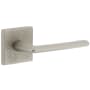 Viaggio Motivo Right Handed Solid Brass Passage Door Lever Set with Brezza Lever and Quadrato Leather Backplate - 2-3/4" Backset Satin Nickel