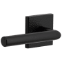 Viaggio Quadrato Hammered Left Handed Solid Brass Passage Door Lever Set with Moderno Lever and Quadrato Hammered Backplate - 2-3/4" Backset Satin Black